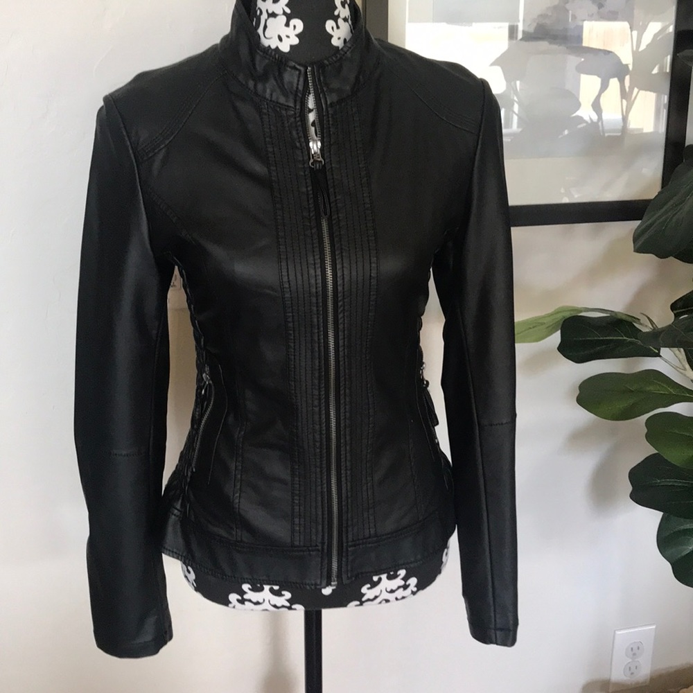 Downtown Coalition Faux Black Leather Jacket SZ L